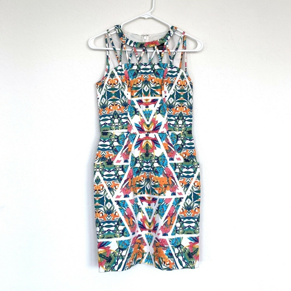 Adrianna Papell Floral Caged Yoke Sheath Dress - Picture 2 of 8